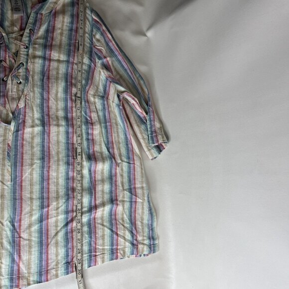 Catherines Womens Linen Tunic Top Size 1XWP Multicolor Striped Pullover - Picture 10 of 10